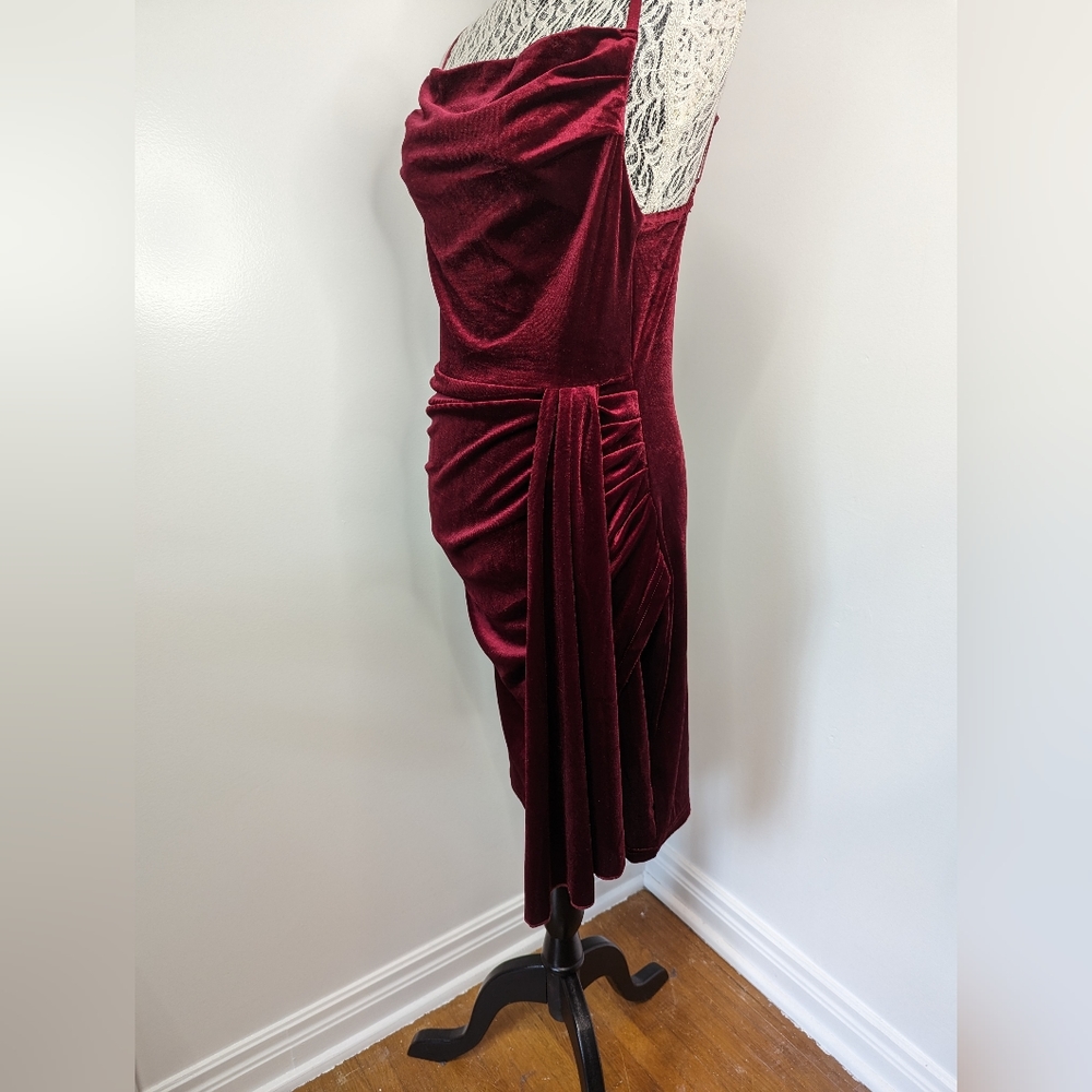 Velvet Burgundy Strapless Dress - Picture 5 of 5